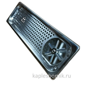 Врезная мойка для питчера 530×162×40 мм с сушильной сеткой и перфорированной крышкой